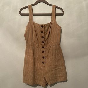 Tan and White Stripe Button Romper